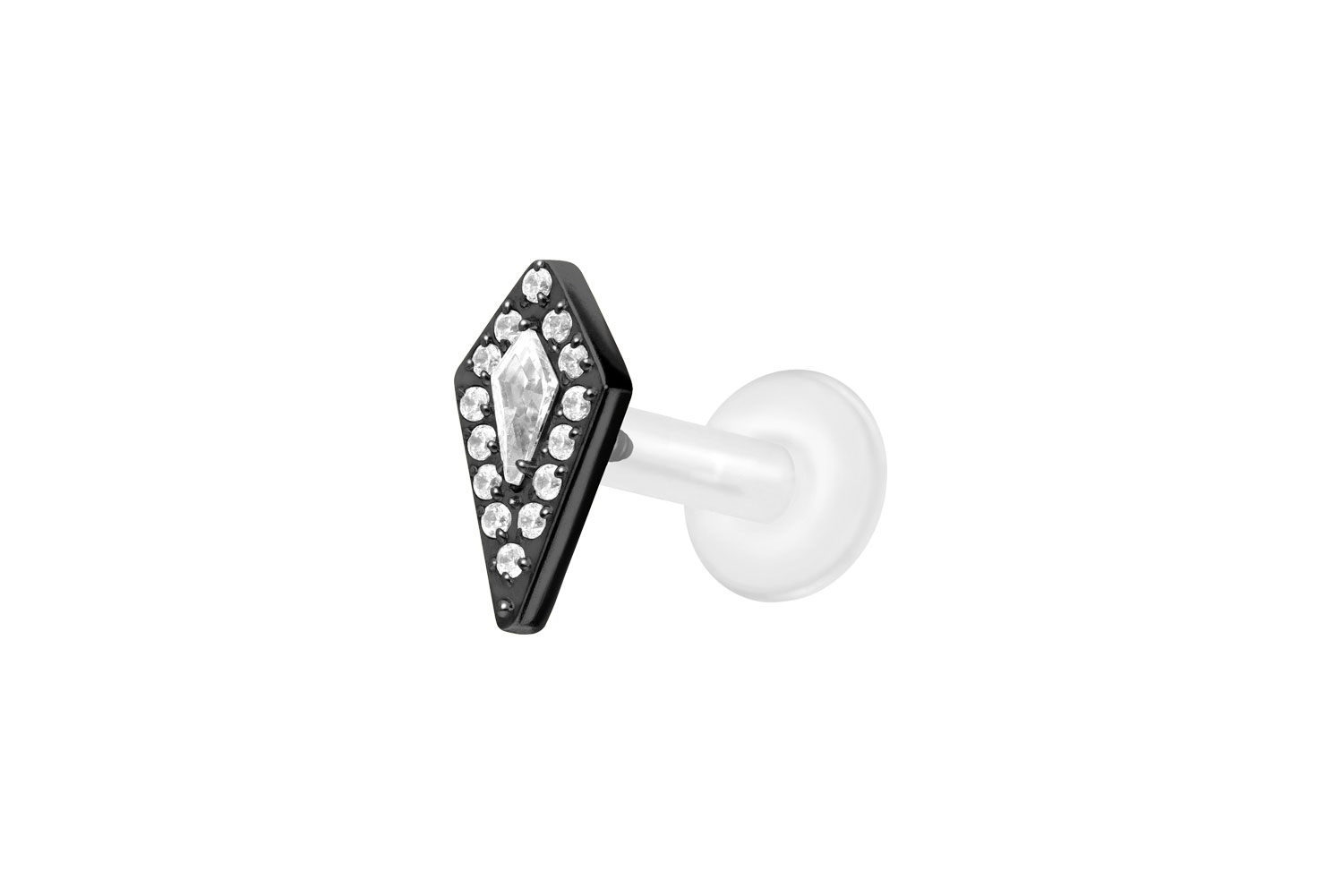 PTFE Labret Piercing mit Innengewinde + Titan-Aufsatz KRISTALLSCHILD